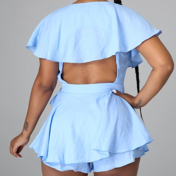 Blue Ruffled Romper - Picture 10 of 11